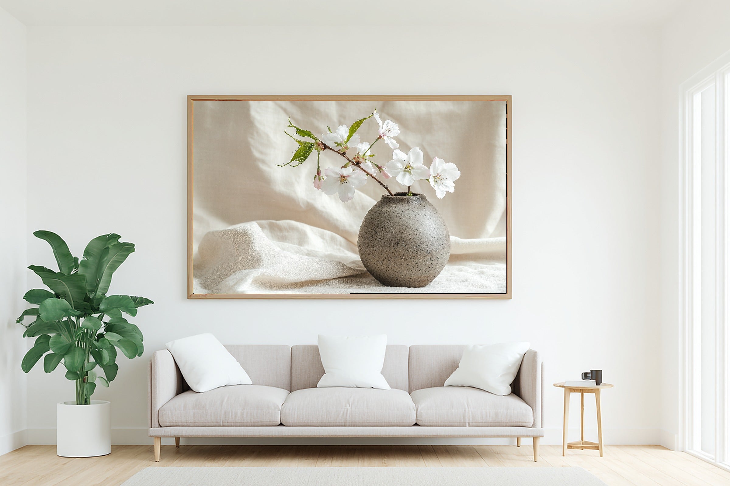 Spring Cherry Blossom Branch Ceramic Calming Coastal Wall Art — Heartfelt Print for the Beach House — spring-cherry-blossom-branch-ceramic-living-room-wall-art.jpg