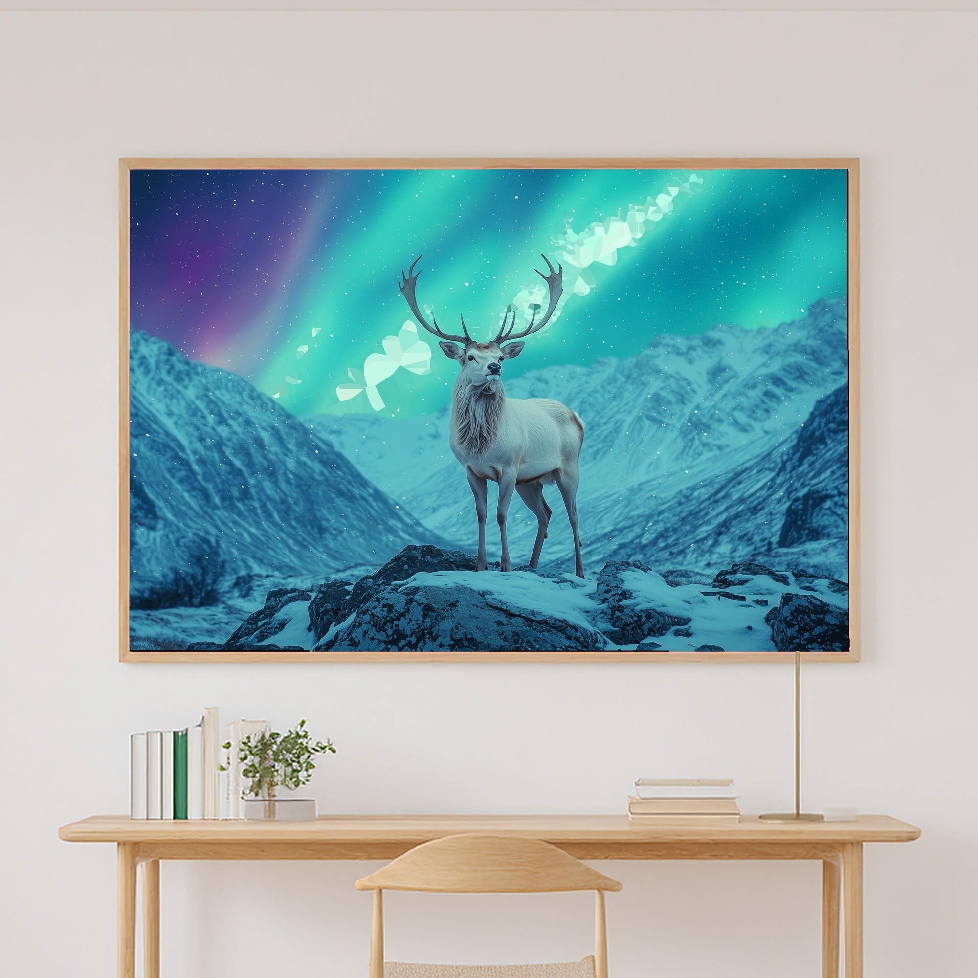 Stag Aurora Mountain Museum-Quality Canvas, Deep Winter Night, Bedroom Focal Point, Premium Canvas, Elegant Hostess Gift — stag-aurora-mountain-canvas-print.jpg