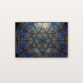 Star of David Canvas Wall Art - Stained Glass Print, Jewish Sacred, Synagogue Decor, Stretched Canvas — star david stained glass canvas print