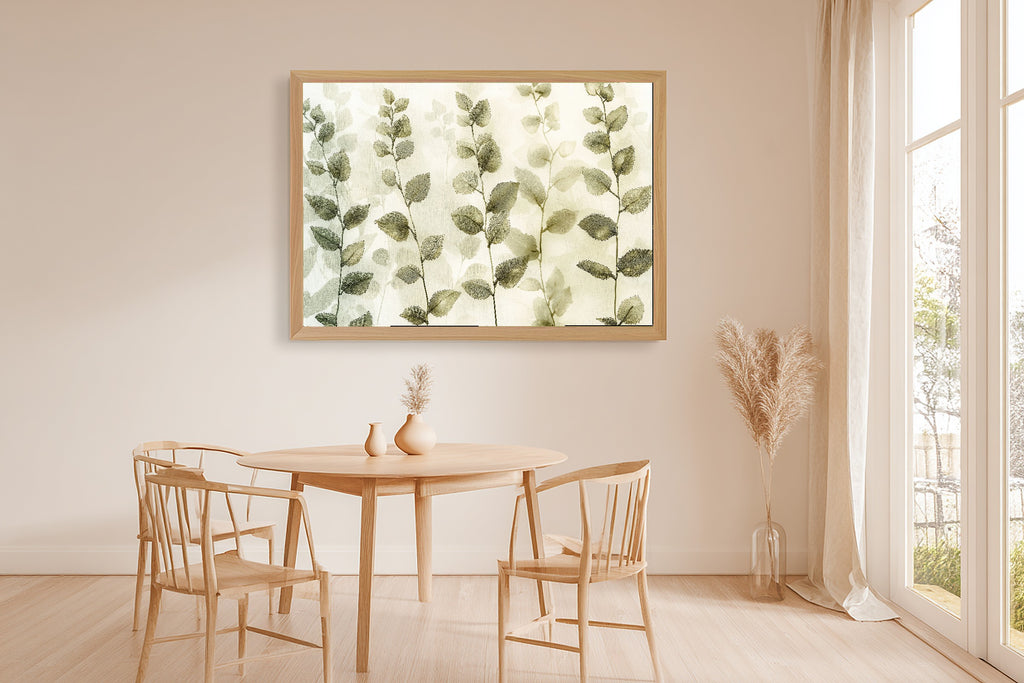 Stitched Botanical Herbarium Linen Museum-Quality Canvas, Soft Dreamy Glow Art Print, Home Office Wall Art, Thoughtful Housewarming Gift — stitched-botanical-herbarium-linen-dining-room-wall-art.jpg