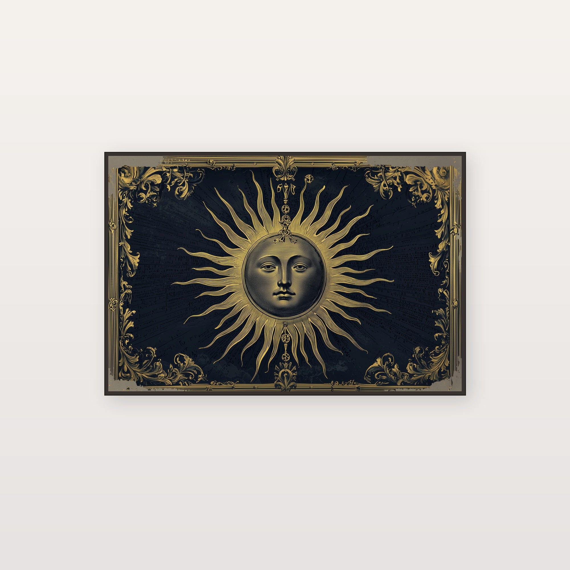 Sun Face Canvas Wall Art | Vintage Alchemy Print, Celestial Esoteric Decor, Stretched Canvas — sun-face-vintage-alchemy-canvas-print.jpg