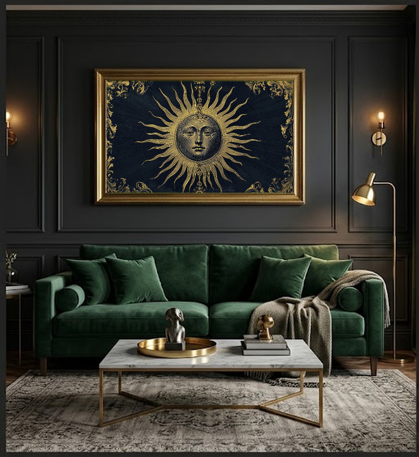 Sun Face Canvas Wall Art | Vintage Alchemy Print, Celestial Esoteric Decor, Stretched Canvas — sun-face-vintage-alchemy-office-wall-art.jpg