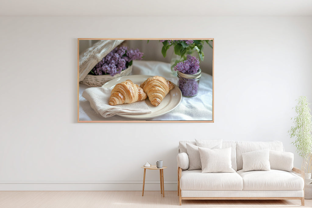 Sunday Brunch Lilacs Linen Canvas Wall Art, Hazy Tidal Artwork Art Print, Coastal Living Room Gallery Wall, Gift Under 100 — sunday-brunch-lilacs-linen-bedroom-wall-art.jpg
