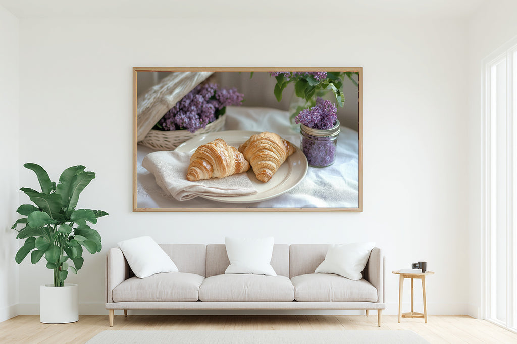 Sunday Brunch Lilacs Linen Canvas Wall Art, Hazy Tidal Artwork Art Print, Coastal Living Room Gallery Wall, Gift Under 100 — sunday-brunch-lilacs-linen-living-room-wall-art.jpg