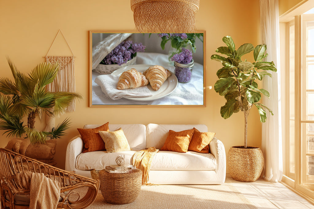 Sunday Brunch Lilacs Linen Canvas Wall Art, Hazy Tidal Artwork Art Print, Coastal Living Room Gallery Wall, Gift Under 100 — sunday-brunch-lilacs-linen-room-5-wall-art.jpg