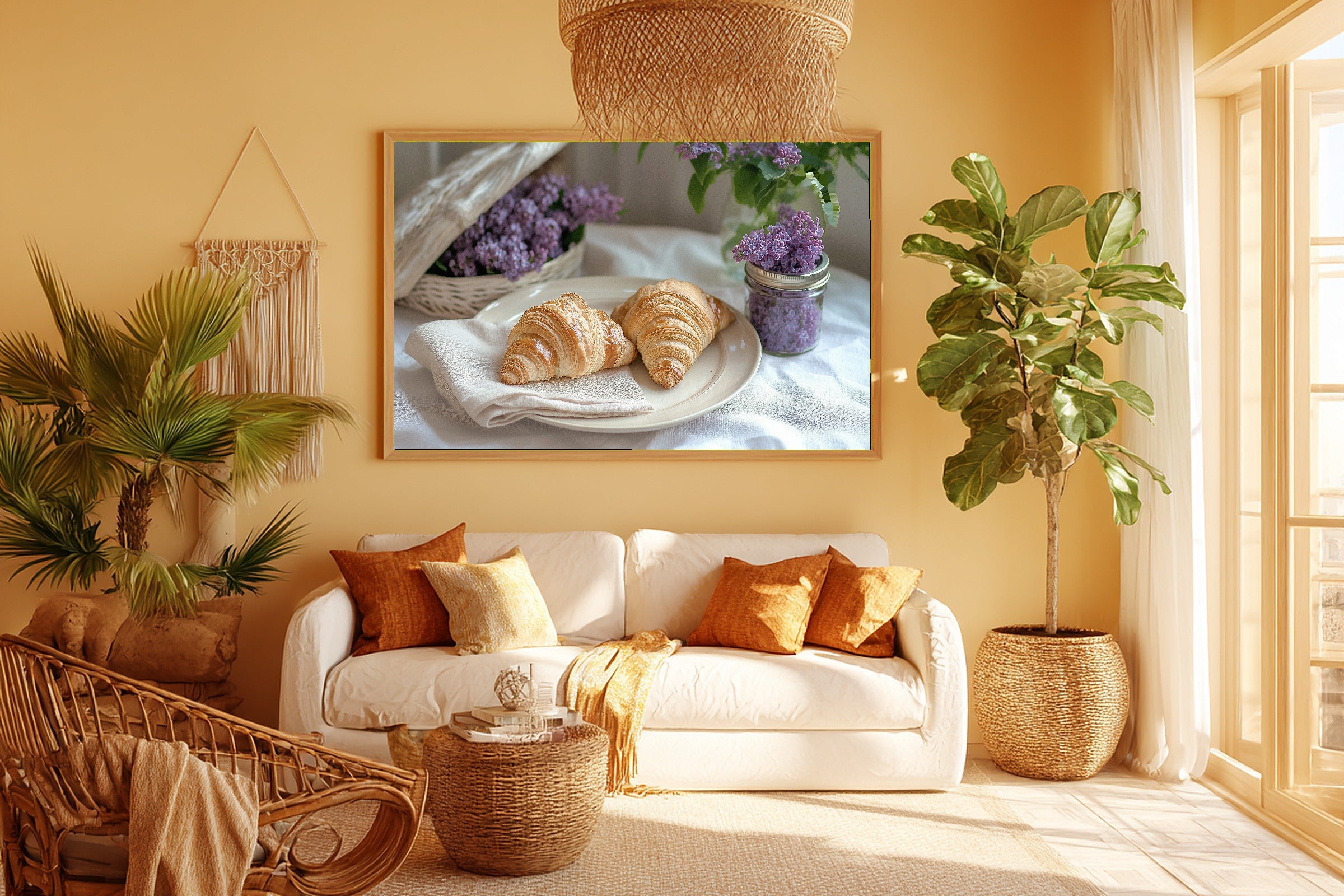 Sunday Brunch Lilacs Linen Canvas Wall Art, Hazy Tidal Artwork Art Print, Coastal Living Room Gallery Wall, Gift Under 100 — sunday-brunch-lilacs-linen-room-5-wall-art.jpg