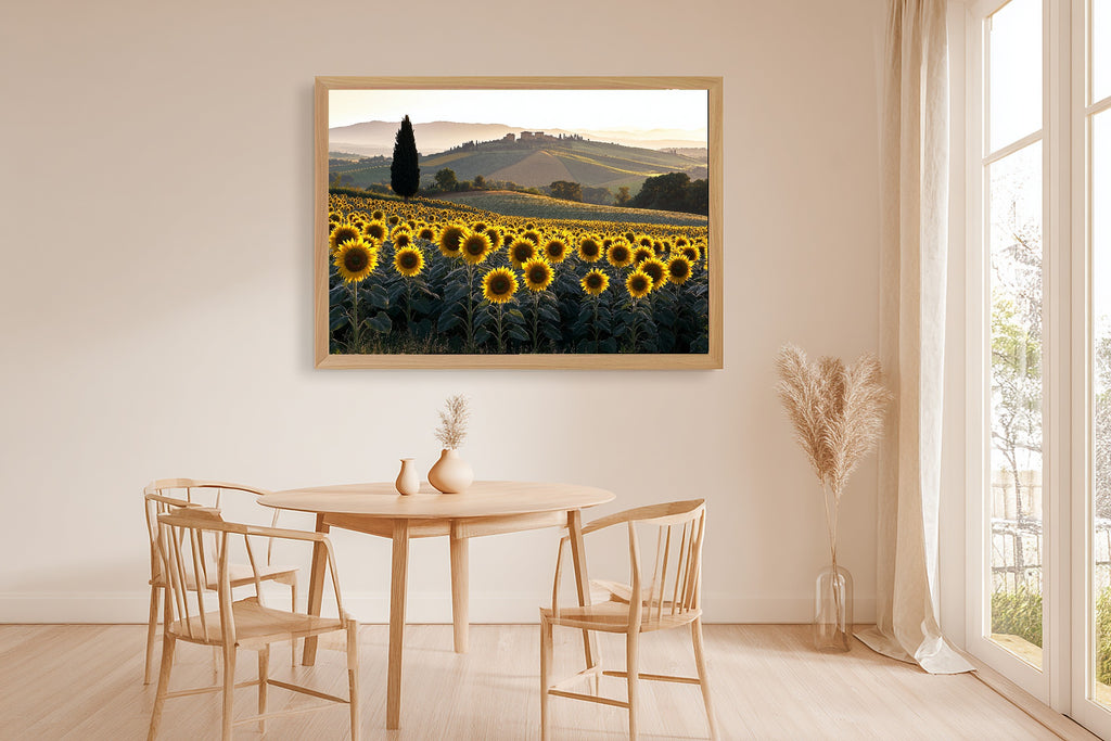 Romantic Old-World Sunflower Field Tuscan Art Print — Timeless Decor for the Dining Room — sunflower-field-tuscan-dining-room-wall-art.jpg