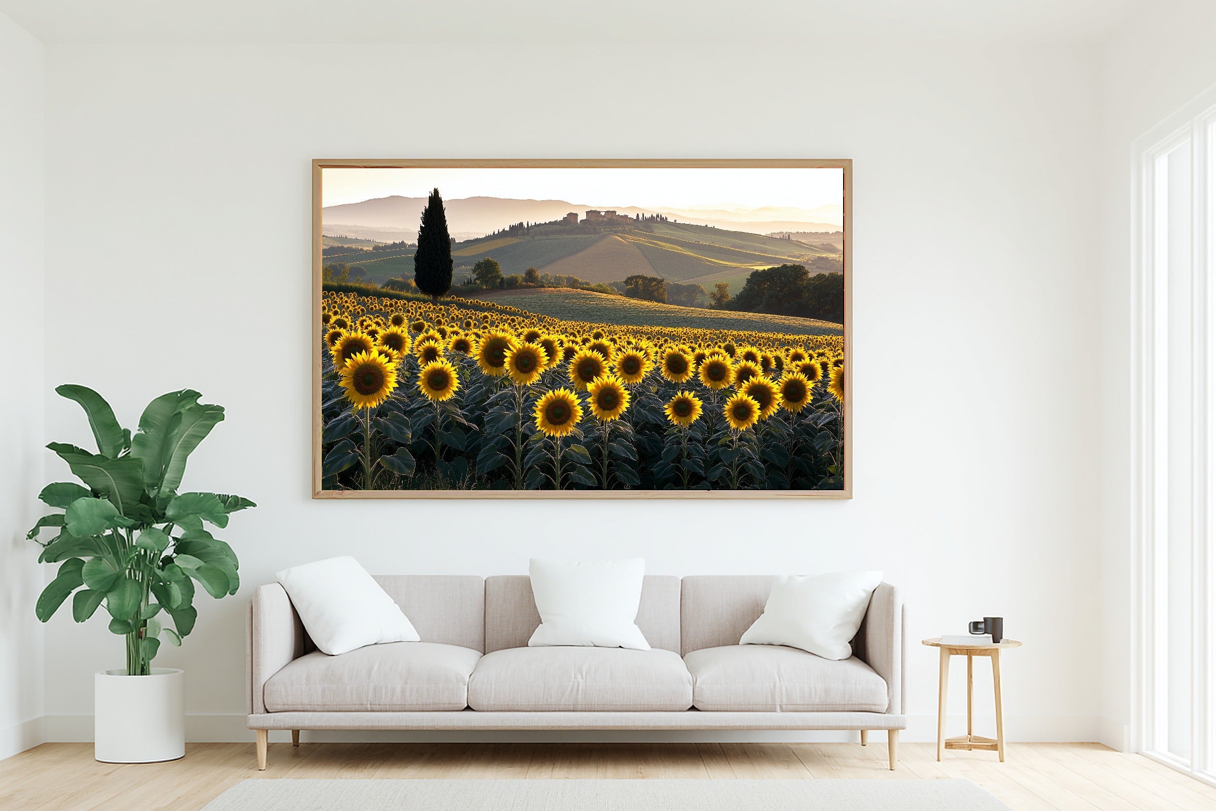 Romantic Old-World Sunflower Field Tuscan Art Print — Timeless Decor for the Dining Room — sunflower-field-tuscan-living-room-wall-art.jpg