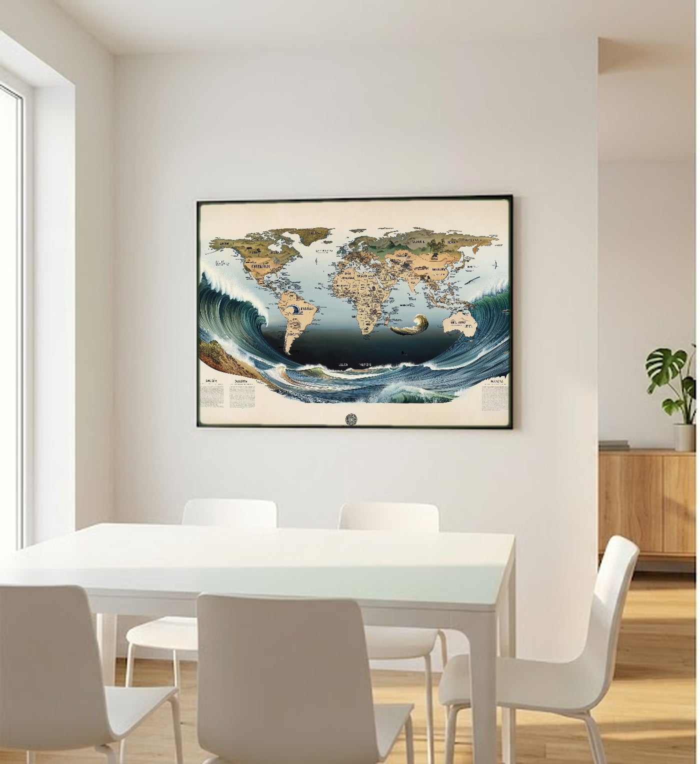 Surf Point Break Canvas Wall Art | World Map Print, Coastal Surfer Decor, Stretched Canvas — surf-point-breaks-map-bedroom-wall-art.jpg