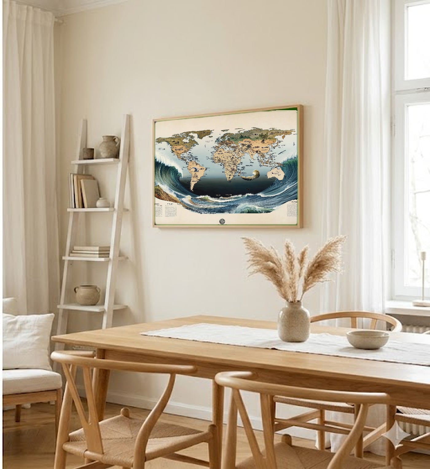 Surf Point Break Canvas Wall Art | World Map Print, Coastal Surfer Decor, Stretched Canvas — surf-point-breaks-map-dining-room-wall-art.jpg