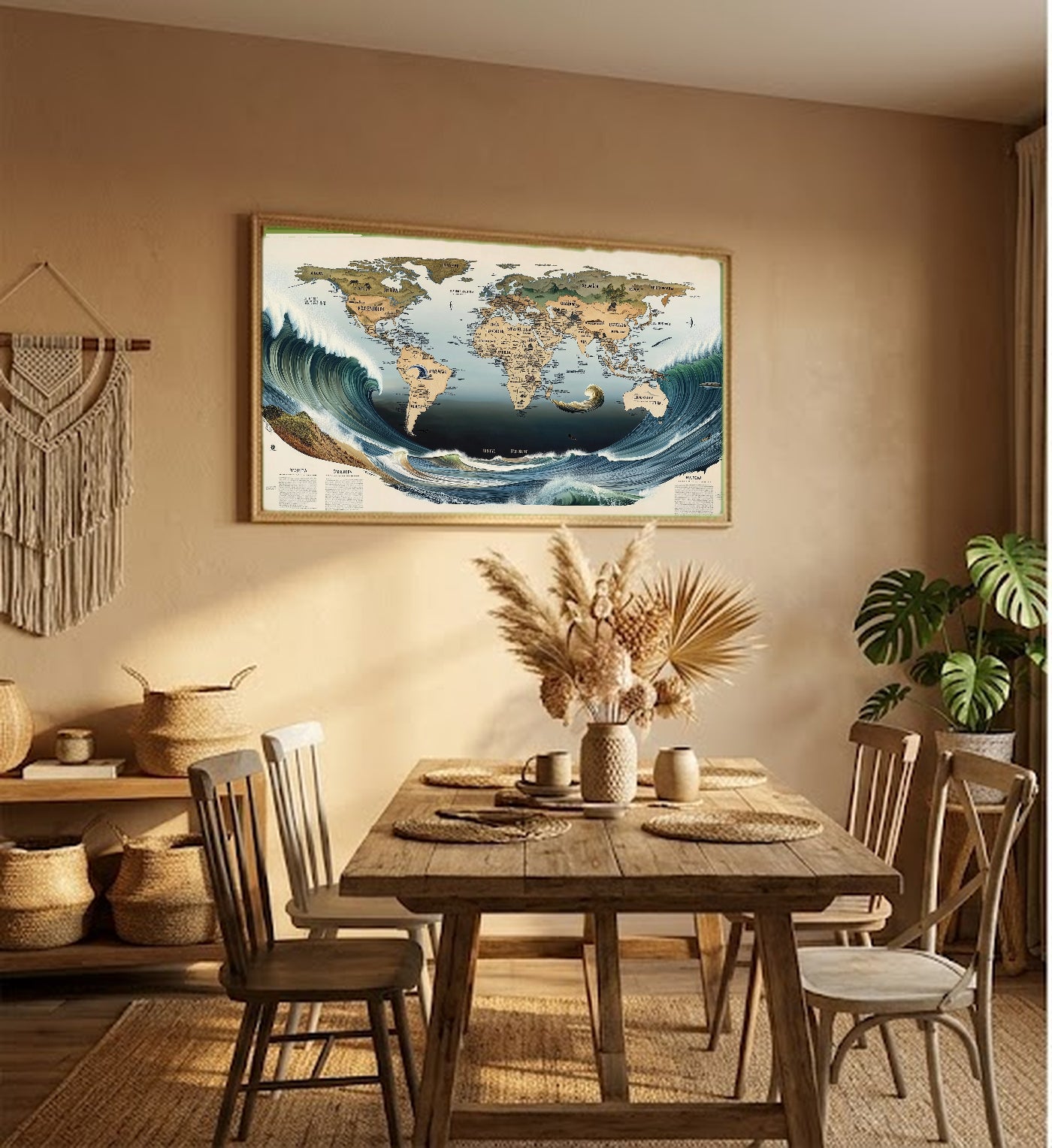 Surf Point Break Canvas Wall Art | World Map Print, Coastal Surfer Decor, Stretched Canvas — surf-point-breaks-map-hallway-wall-art.jpg