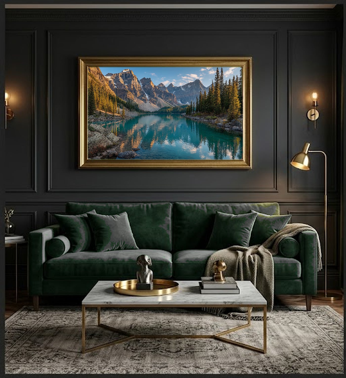 Swiss Alps Lake Canvas Wall Art - Mountain Reflection Print, Alpine Landscape, Nature Photography, Stretched Canvas — swiss alps lake office wall art