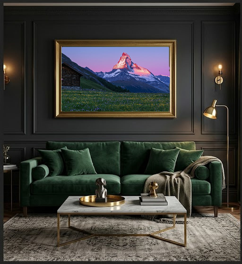 Matterhorn Canvas Wall Art | Zermatt Swiss Alps Print, Mountain Peak, Alpine Decor, Stretched Canvas — swiss-matterhorn-office-wall-art.jpg