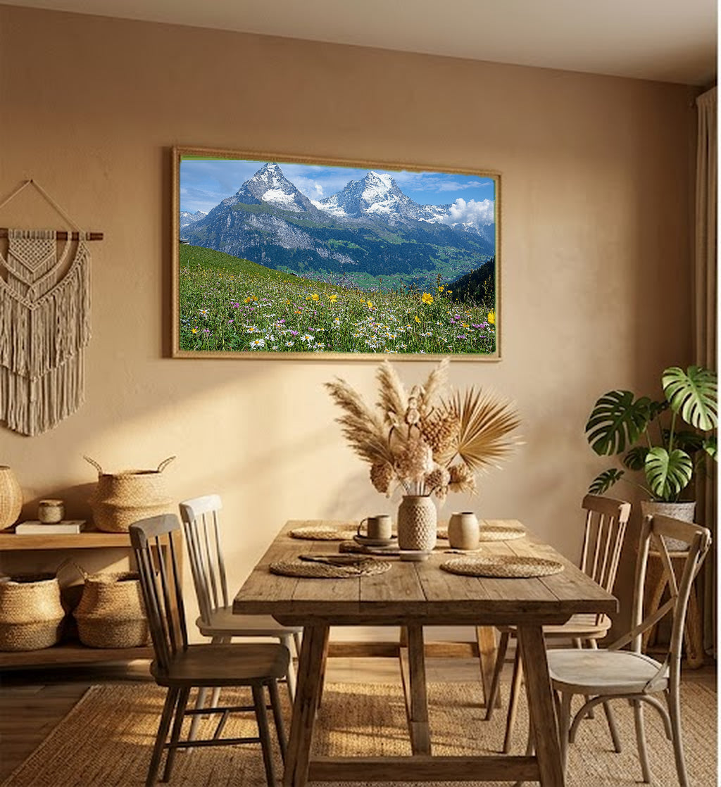 Jungfrau Canvas Wall Art | Swiss Alps Interlaken Print, Mountain Landscape, European Decor, Stretched Canvas — switzerland-jungfrau-hallway-wall-art.jpg