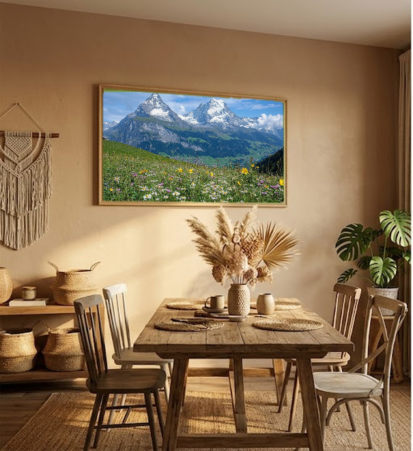 Jungfrau Canvas Wall Art | Swiss Alps Interlaken Print, Mountain Landscape, European Decor, Stretched Canvas — switzerland-jungfrau-hallway-wall-art.jpg