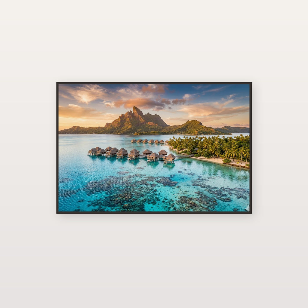 Bora Bora Canvas Wall Art - Tahiti Lagoon Print, Tropical Paradise, Island Decor, Stretched Canvas — canvas print