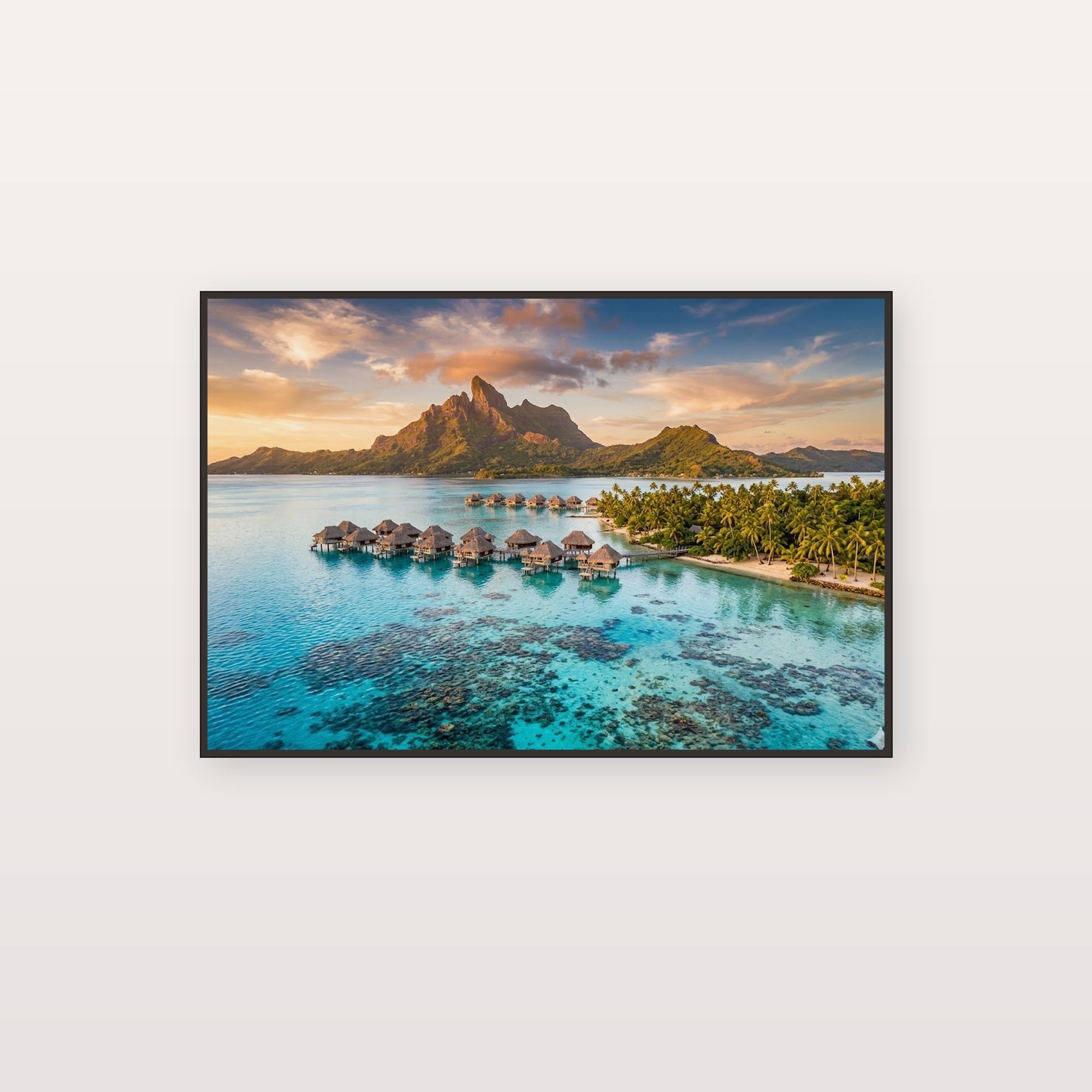 Bora Bora Canvas Wall Art - Tahiti Lagoon Print, Tropical Paradise, Island Decor, Stretched Canvas — canvas print