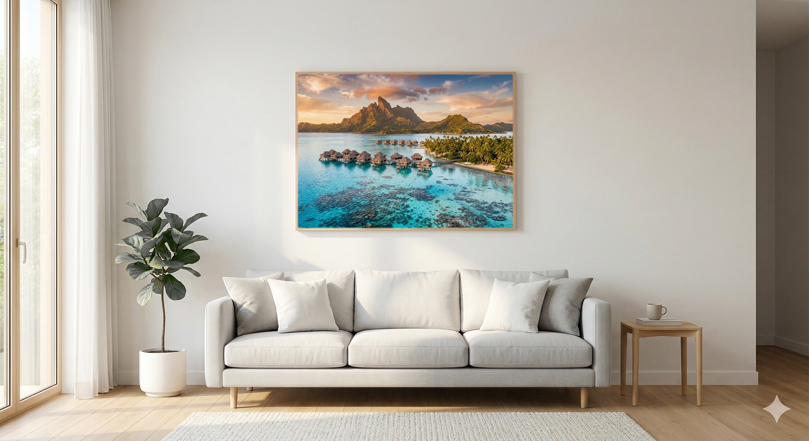 Bora Bora Canvas Wall Art - Tahiti Lagoon Print, Tropical Paradise, Island Decor, Stretched Canvas — living room