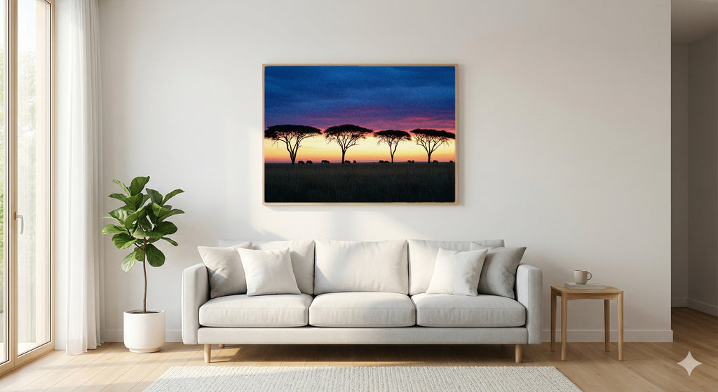 Serengeti Canvas Wall Art | Tanzania Safari Print, African Wildlife, Wilderness Decor, Stretched Canvas — tanzania-serengeti-living-room-wall-art.jpg