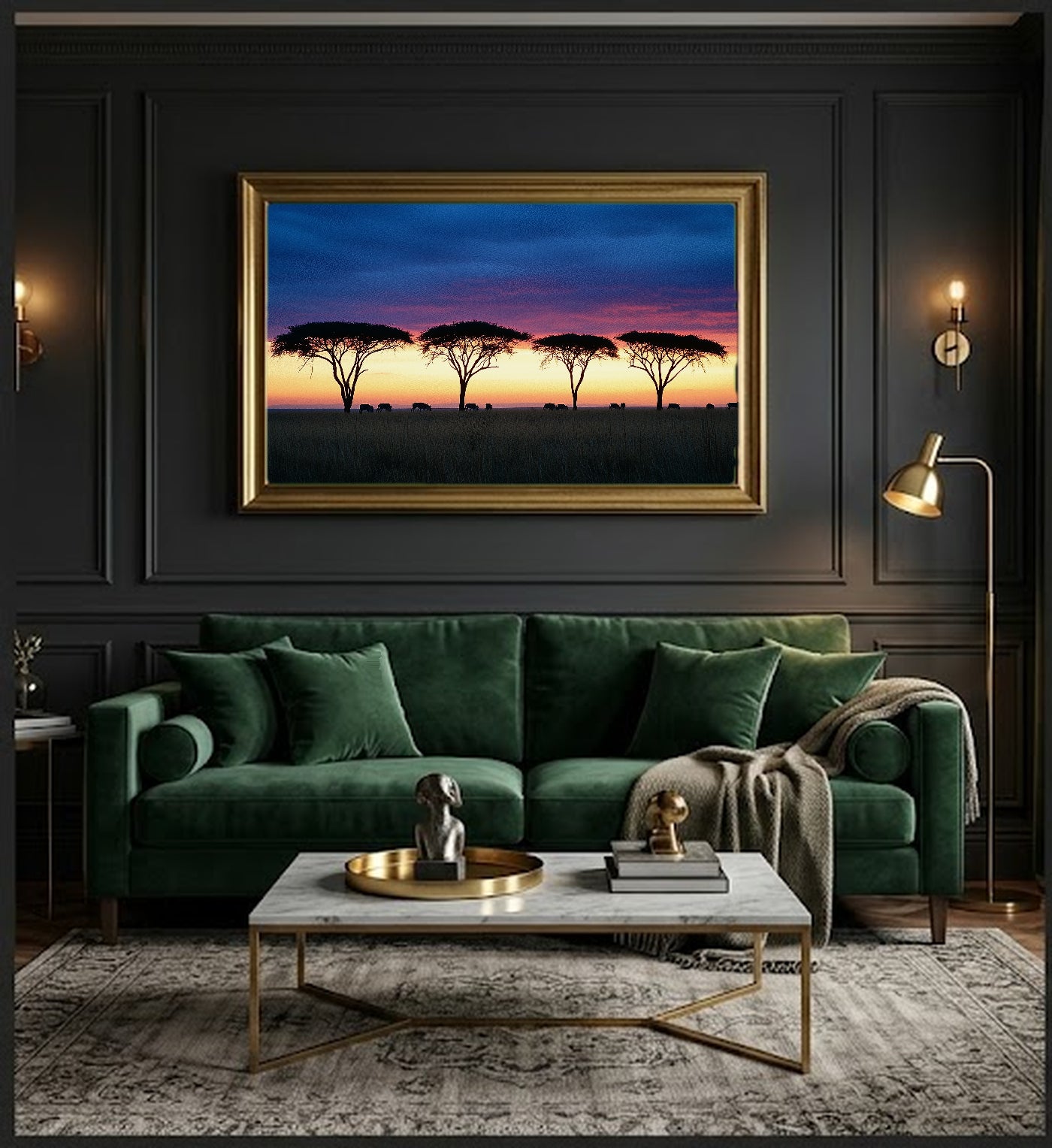Serengeti Canvas Wall Art | Tanzania Safari Print, African Wildlife, Wilderness Decor, Stretched Canvas — tanzania-serengeti-office-wall-art.jpg