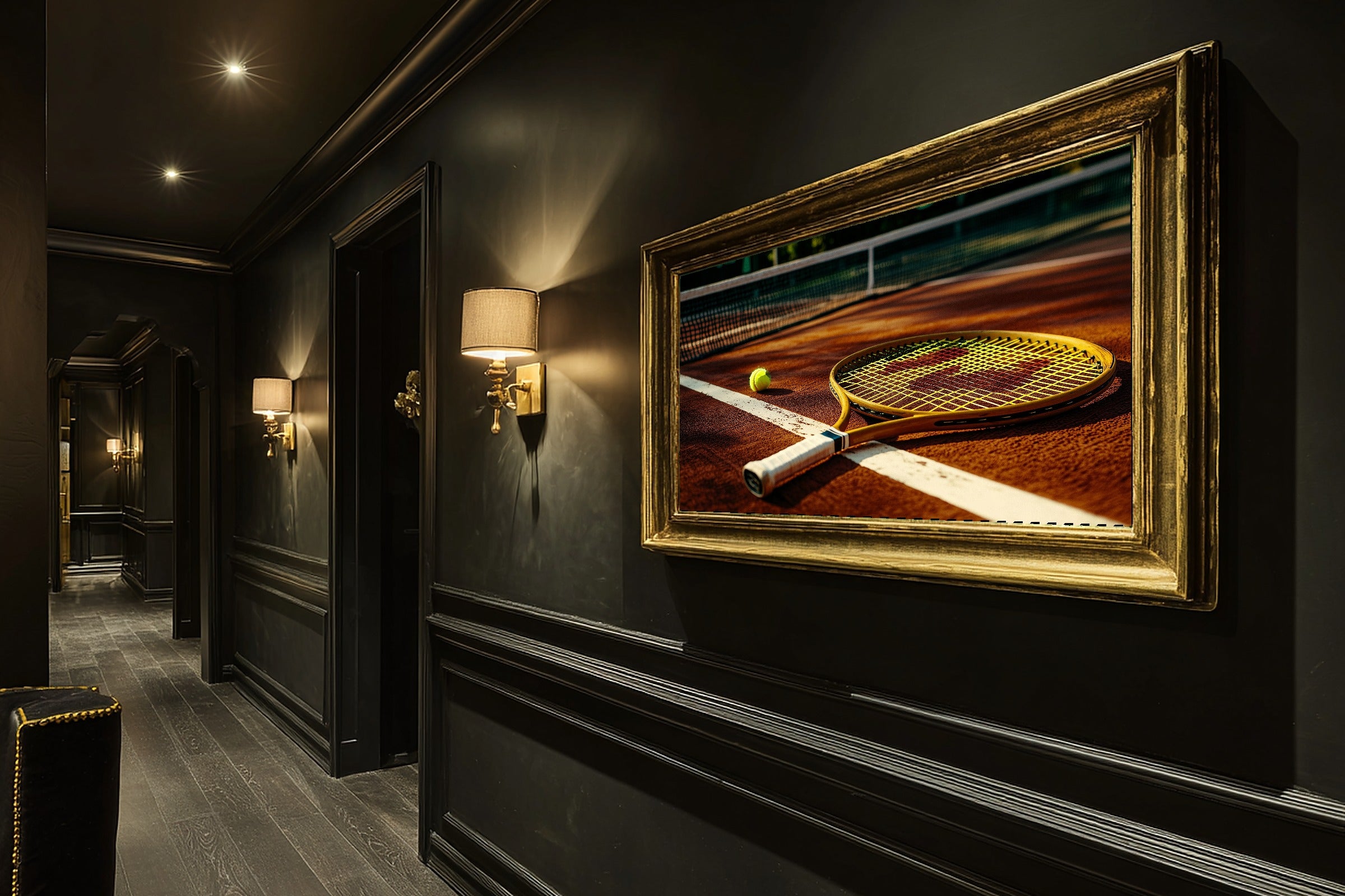 Tennis Court Vintage Soft Painterly Wall Art — Dreamy Print for the Living Room, Stretched Canvas Gift for the Art Lover in Your Life — tennis-court-vintage-hallway-wall-art.jpg