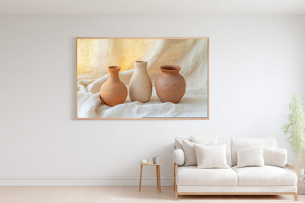Terracotta Pottery Still Life Museum-Quality Canvas, Warm Soulful Tones Canvas Art, Home Office Wall Art, Move-In Gift Idea — terracotta-pottery-still-life-bedroom-wall-art.jpg