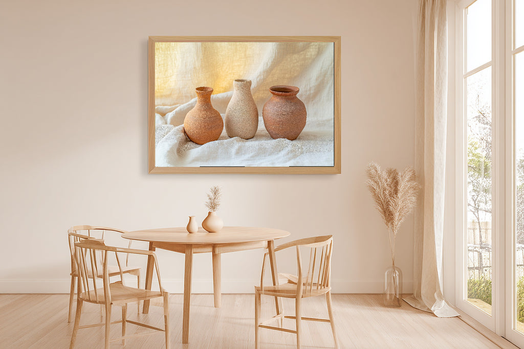 Terracotta Pottery Still Life Museum-Quality Canvas, Warm Soulful Tones Canvas Art, Home Office Wall Art, Move-In Gift Idea — terracotta-pottery-still-life-dining-room-wall-art.jpg