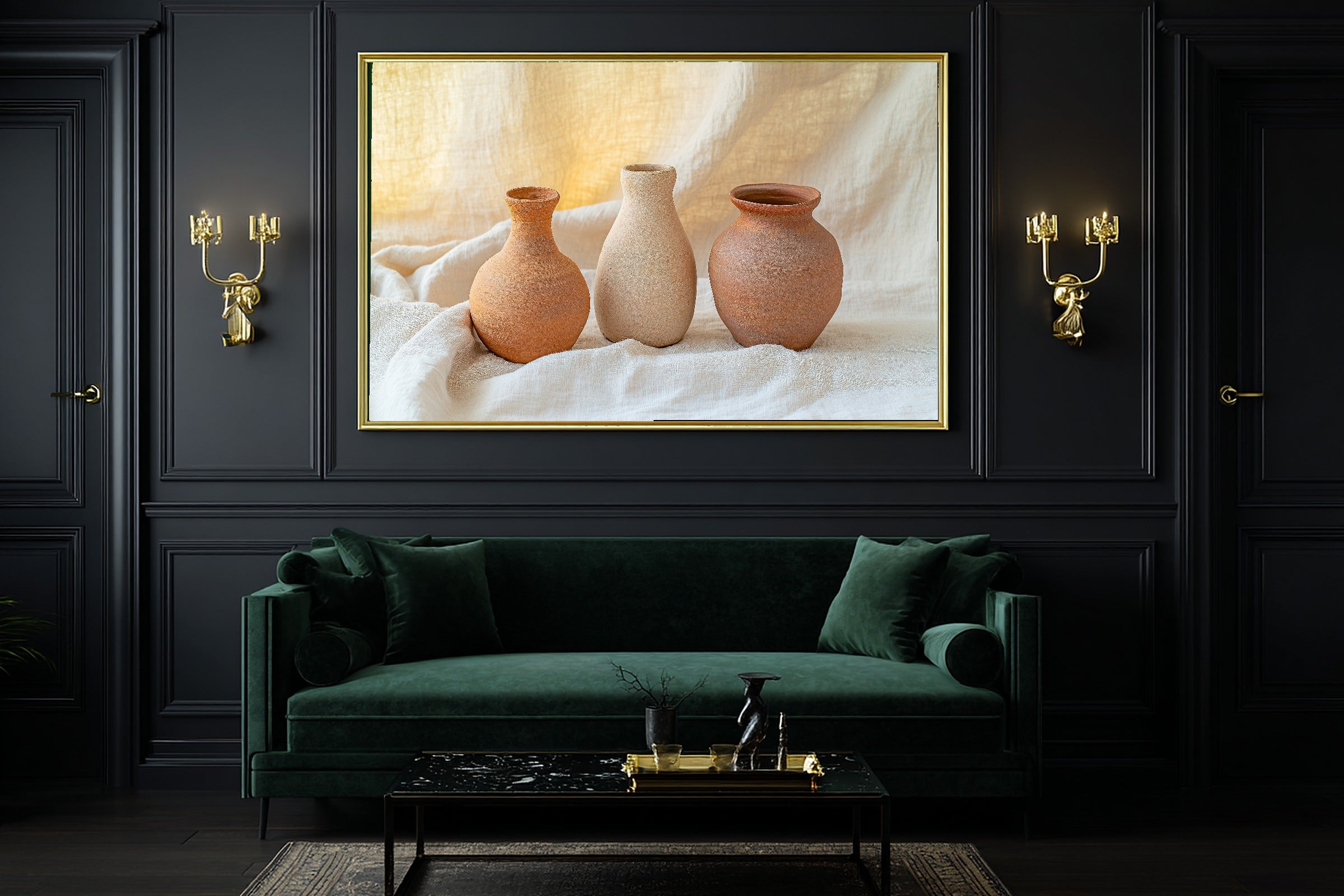 Terracotta Pottery Still Life Museum-Quality Canvas, Warm Soulful Tones Canvas Art, Home Office Wall Art, Move-In Gift Idea — terracotta-pottery-still-life-office-wall-art.jpg