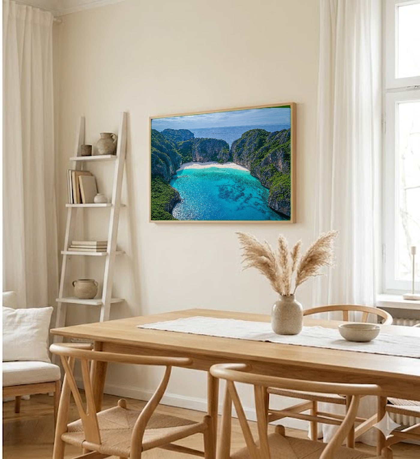 Phi Phi Islands Canvas Wall Art | Thailand Beach Print, Tropical Paradise, Asian Coastal Decor, Stretched Canvas — thailand-phi-phi-dining-room-wall-art.jpg