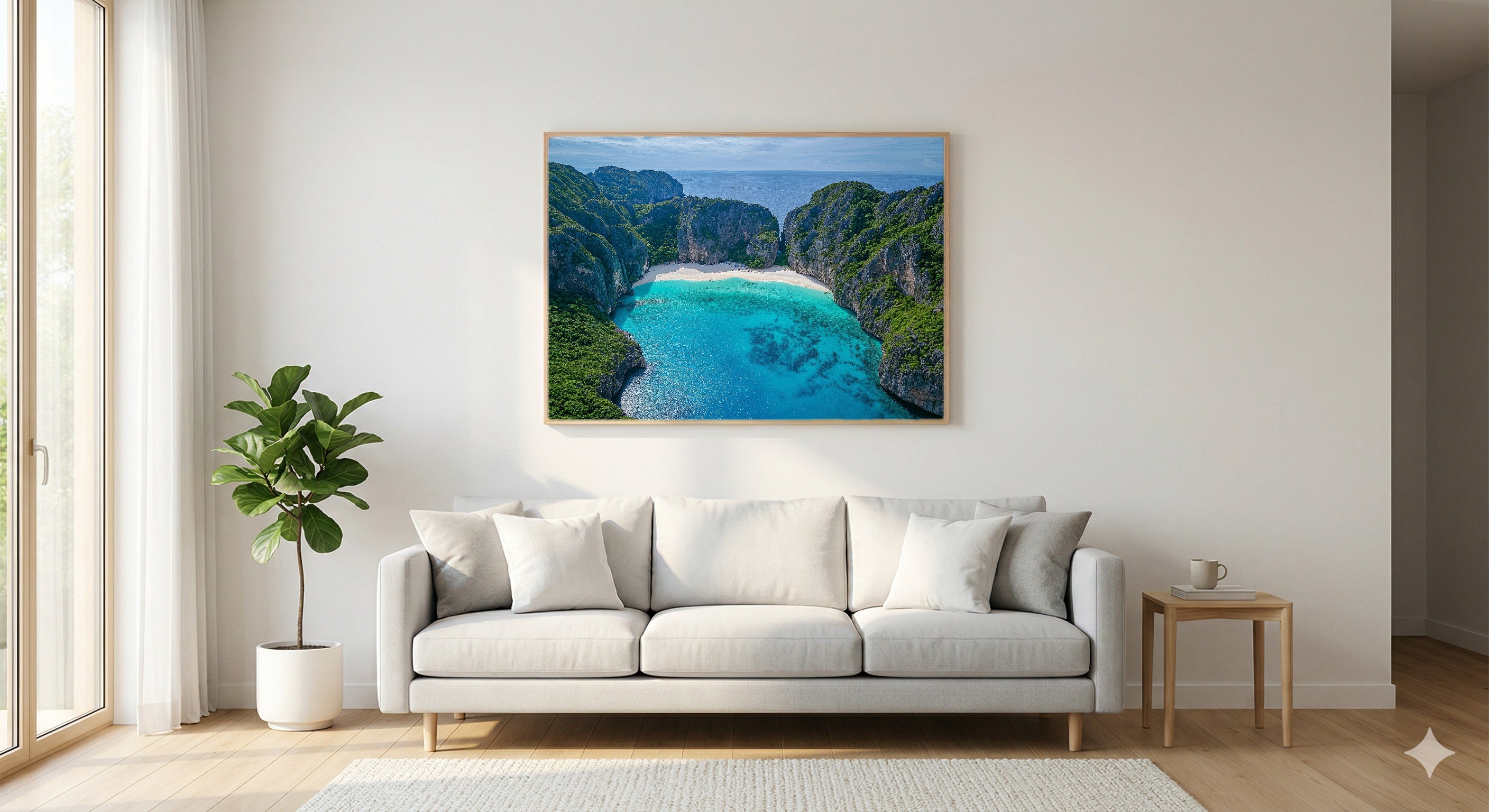Phi Phi Islands Canvas Wall Art | Thailand Beach Print, Tropical Paradise, Asian Coastal Decor, Stretched Canvas — thailand-phi-phi-living-room-wall-art.jpg
