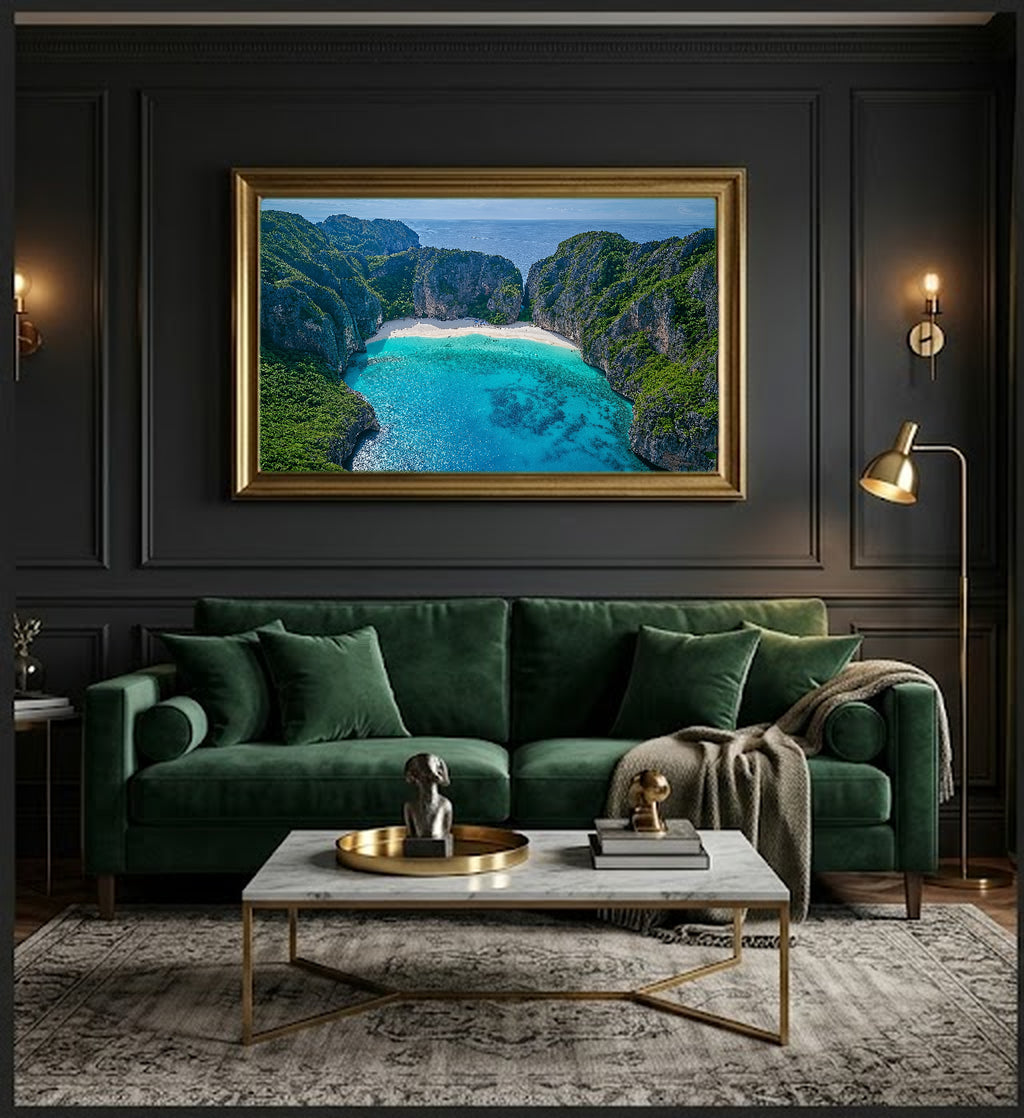 Phi Phi Islands Canvas Wall Art | Thailand Beach Print, Tropical Paradise, Asian Coastal Decor, Stretched Canvas — thailand-phi-phi-office-wall-art.jpg