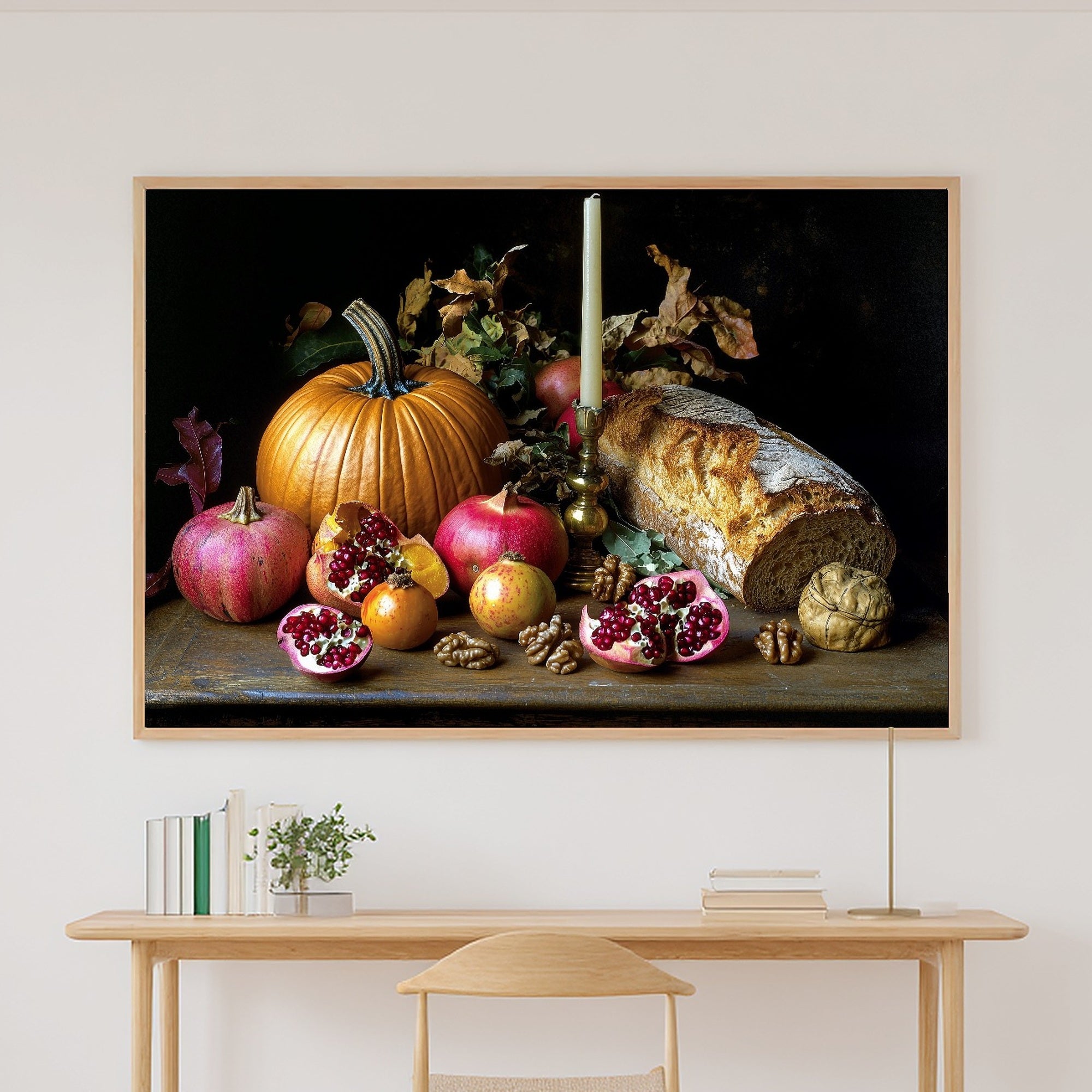 Hand-picked Thanksgiving Harvest Table Still Life Giclée Print — Stunning Calming Coastal for the Beach House — thanksgiving-harvest-table-still-life-canvas-print.jpg