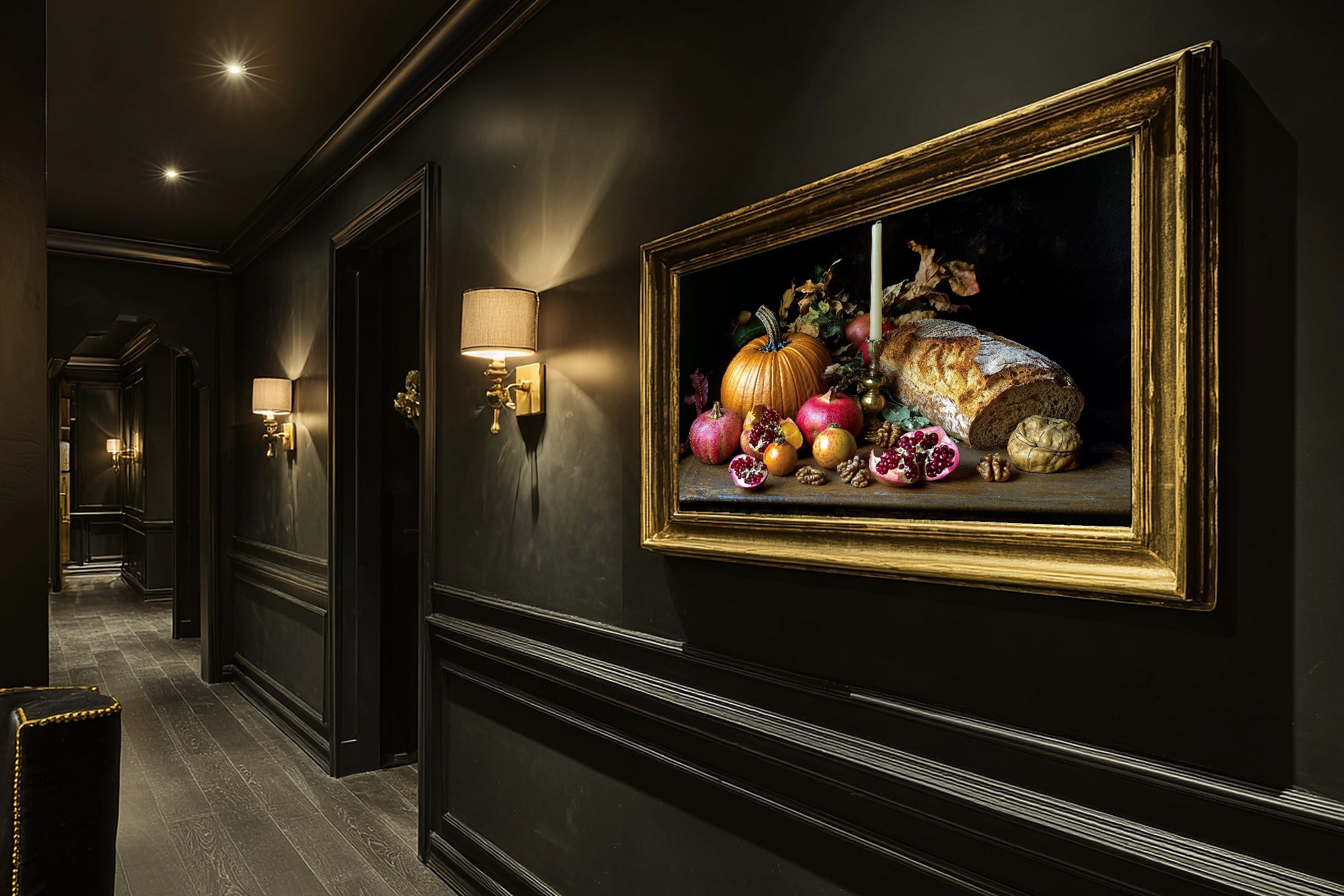 Hand-picked Thanksgiving Harvest Table Still Life Giclée Print — Stunning Calming Coastal for the Beach House — thanksgiving-harvest-table-still-life-hallway-wall-art.jpg