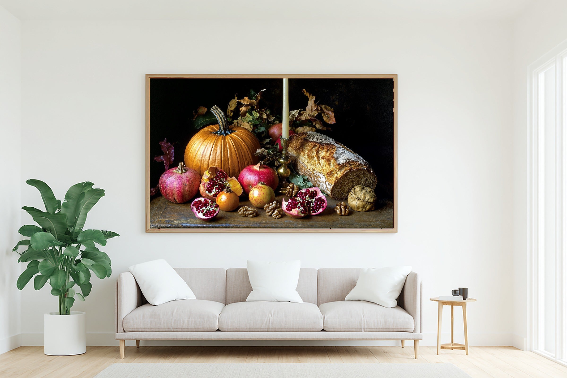 Hand-picked Thanksgiving Harvest Table Still Life Giclée Print — Stunning Calming Coastal for the Beach House — thanksgiving-harvest-table-still-life-living-room-wall-art.jpg