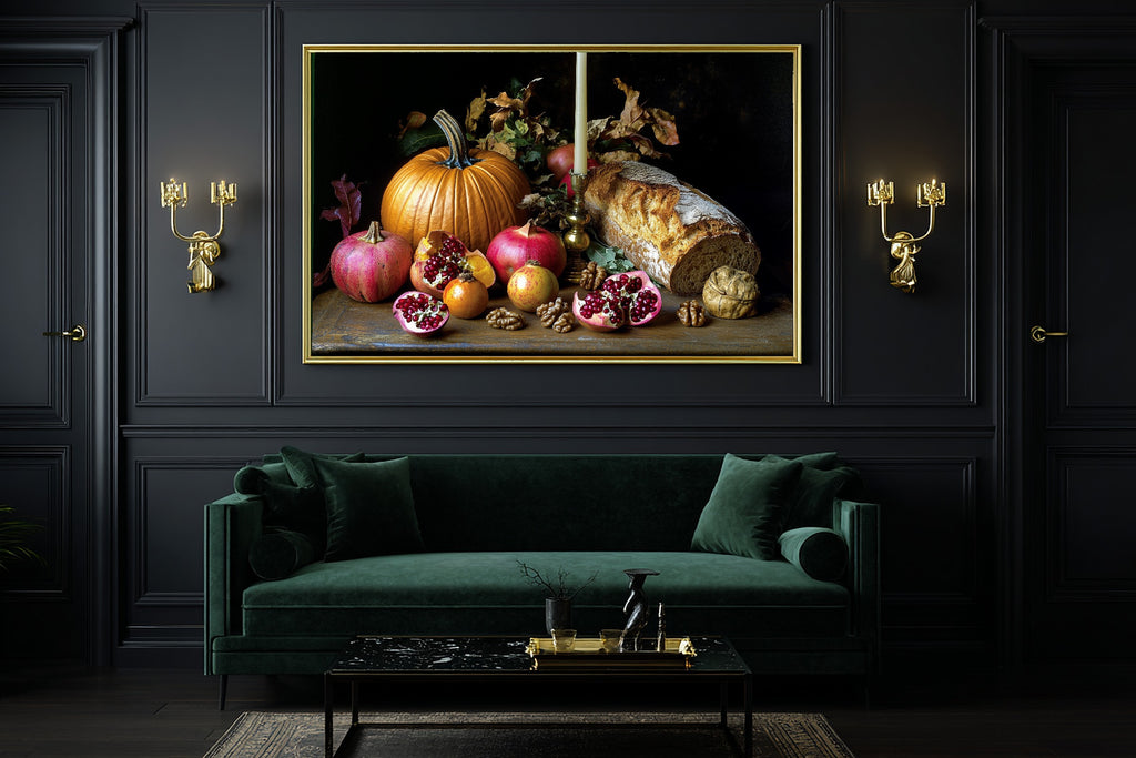 Hand-picked Thanksgiving Harvest Table Still Life Giclée Print — Stunning Calming Coastal for the Beach House — thanksgiving-harvest-table-still-life-office-wall-art.jpg