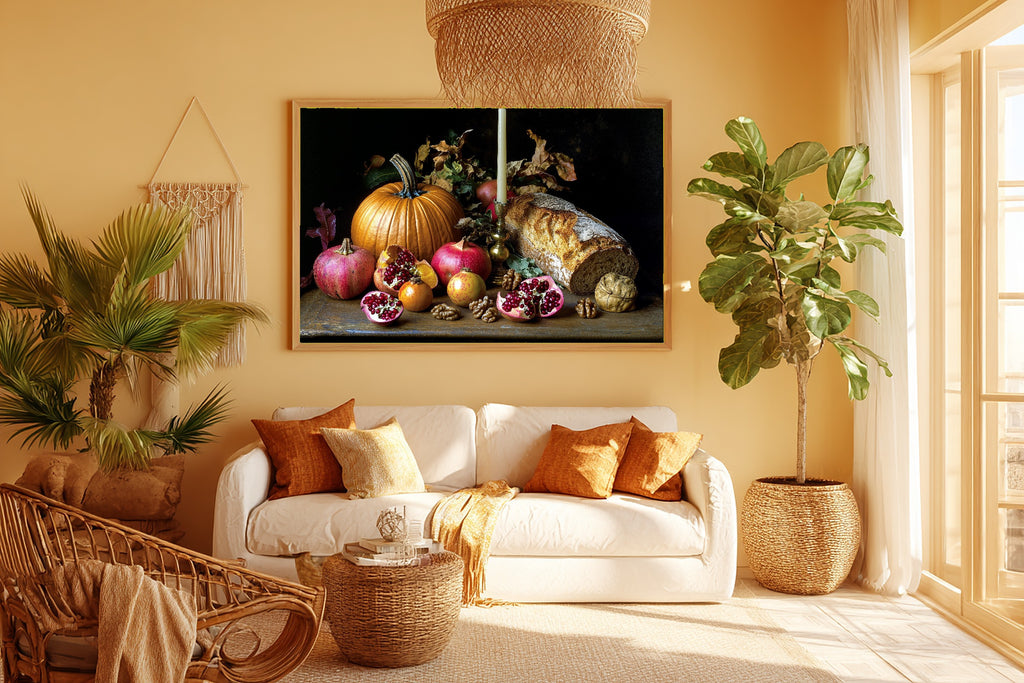 Hand-picked Thanksgiving Harvest Table Still Life Giclée Print — Stunning Calming Coastal for the Beach House — thanksgiving-harvest-table-still-life-room-5-wall-art.jpg