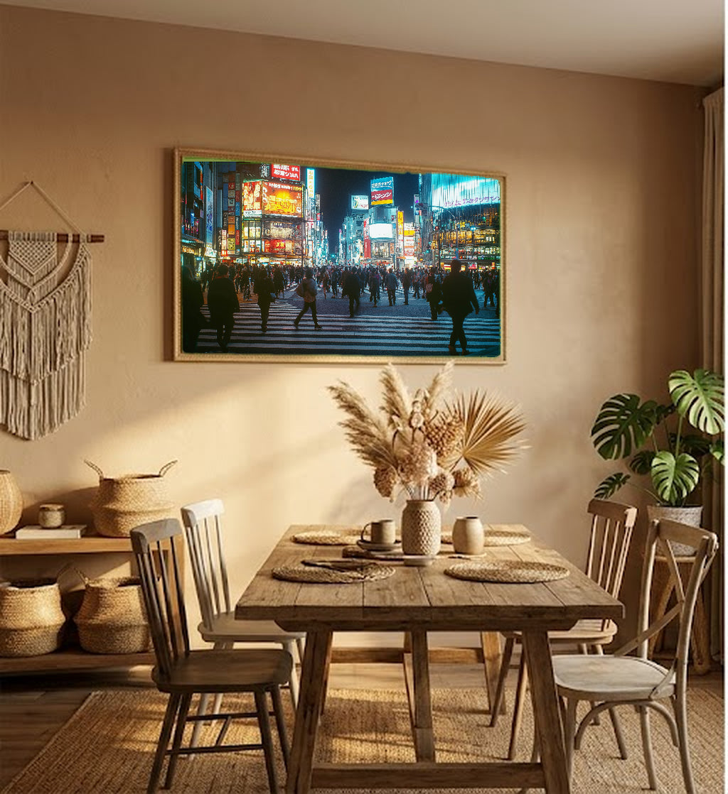 Tokyo Shibuya Canvas Wall Art | Japan Night Print, Neon City Decor, Urban Art, Stretched Canvas — tokyo-shibuya-neon-hallway-wall-art.jpg
