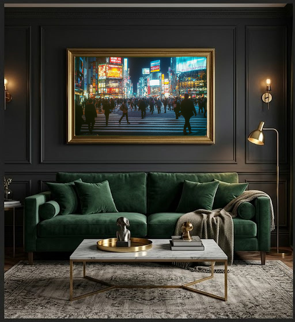 Tokyo Shibuya Canvas Wall Art | Japan Night Print, Neon City Decor, Urban Art, Stretched Canvas — tokyo-shibuya-neon-office-wall-art.jpg