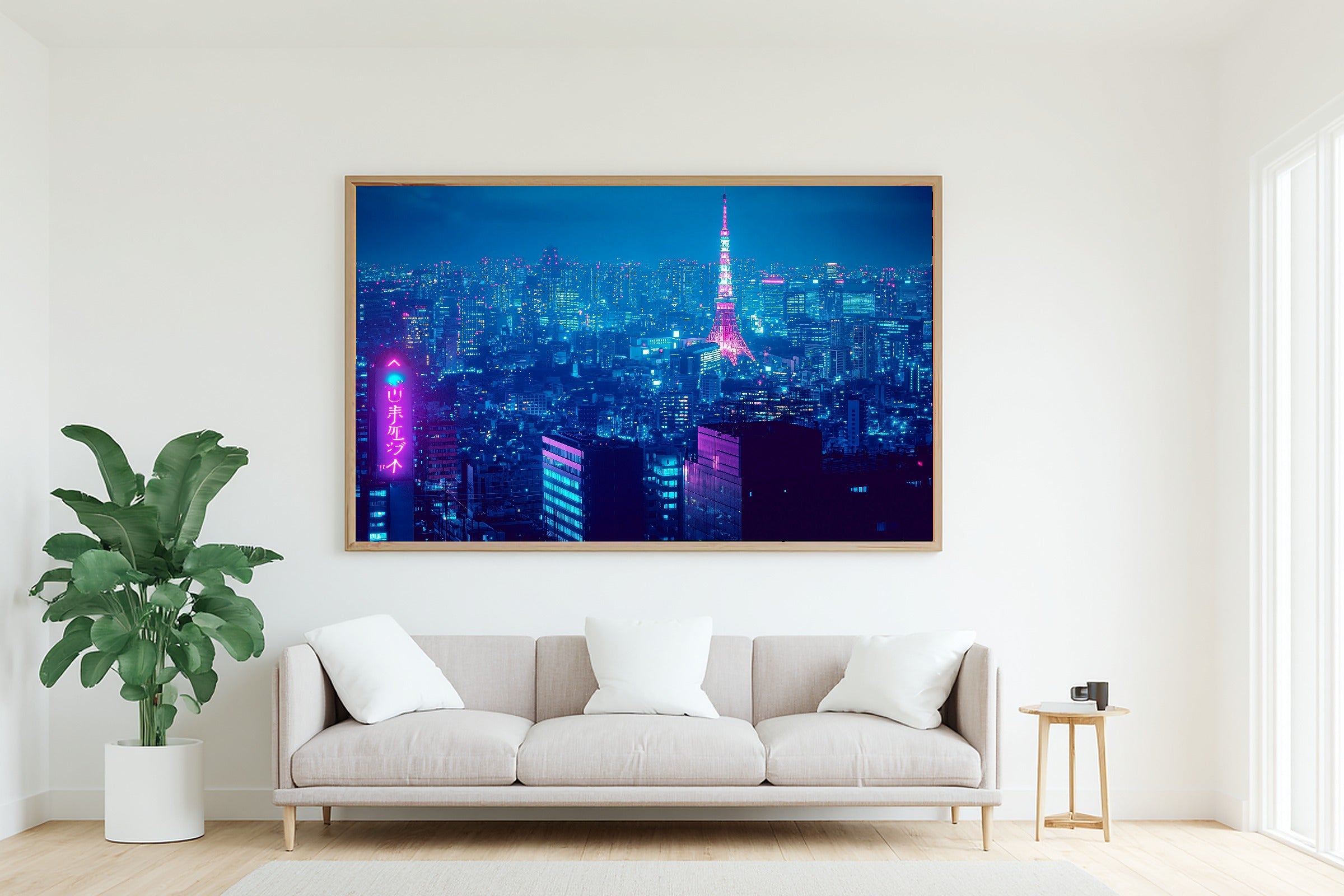 Dreamy Metro Tokyo Skyline Neon Canvas Wall Art — Timeless Print for the Modern Loft, A Gift the City Wanderer Will Adore — tokyo-skyline-neon-living-room-wall-art.jpg