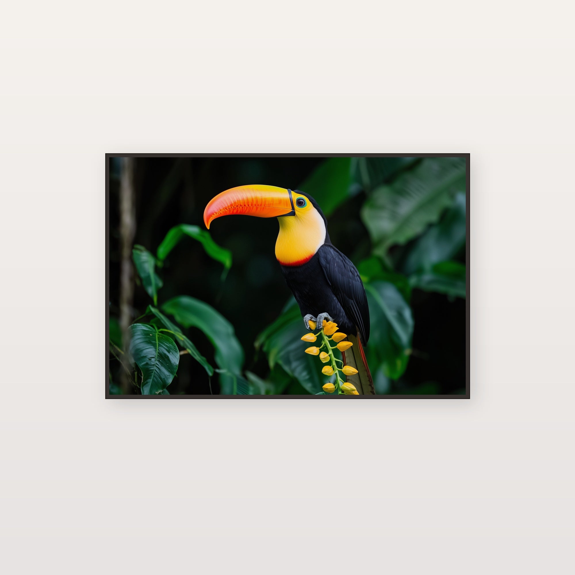 Toucan Canvas Wall Art | Jungle Heliconia Print, Tropical Decor, Stretched Canvas — toucan-jungle-heliconia-canvas-print.jpg