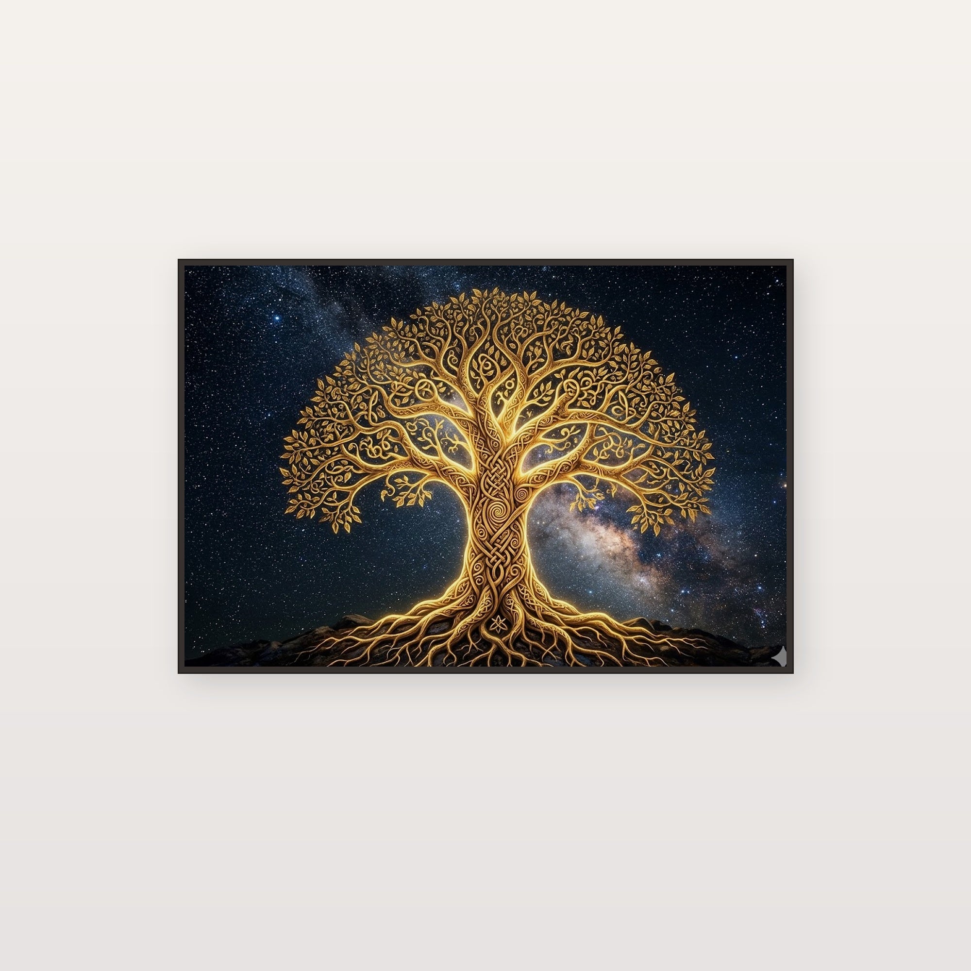 Tree of Life Canvas Wall Art - Sacred Symbol Print, Universal Spiritual, Mystical Decor, Stretched Canvas — tree of life golden canvas print