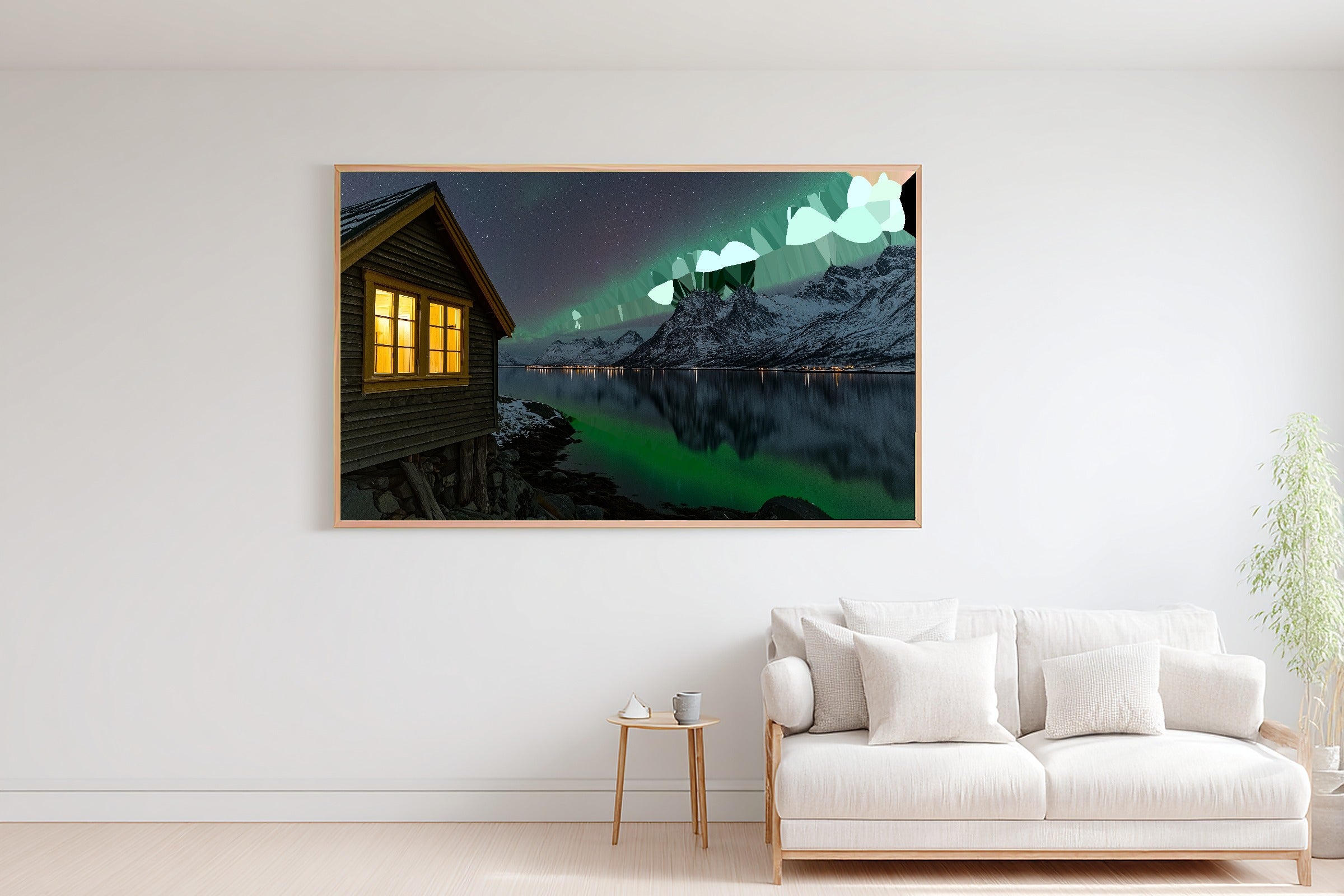 Soft Nordic Tromso Fjord Aurora Canvas Wall Art — Moody Midnight Print for the Bedroom, A Gift the Aurora Chaser Next Door Will Adore — tromso-fjord-aurora-bedroom-wall-art.jpg