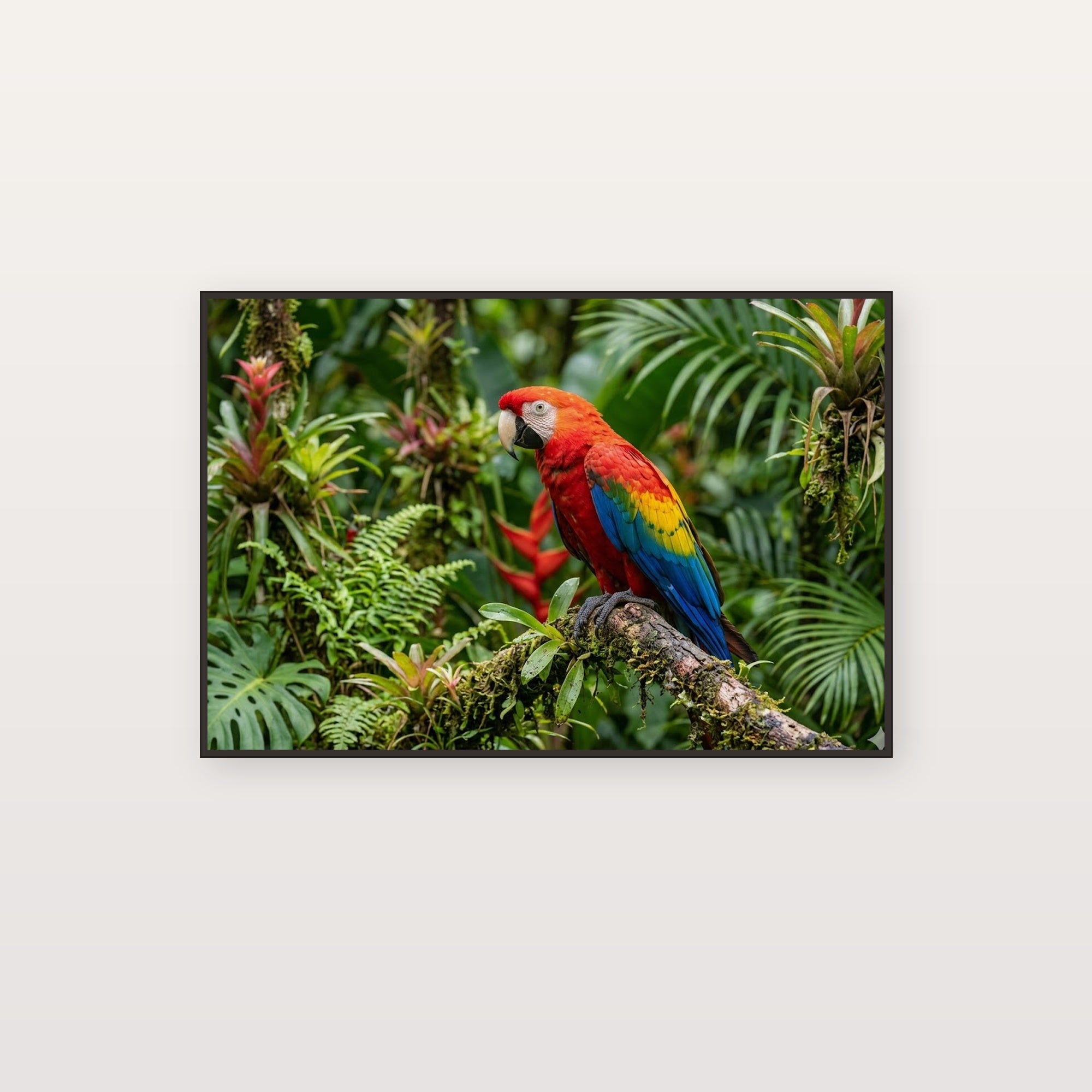 Tropical Parrot Canvas Wall Art - Exotic Bird Print, Rainforest Wildlife, Colorful Decor, Stretched Canvas — tropical bird paradise canvas print