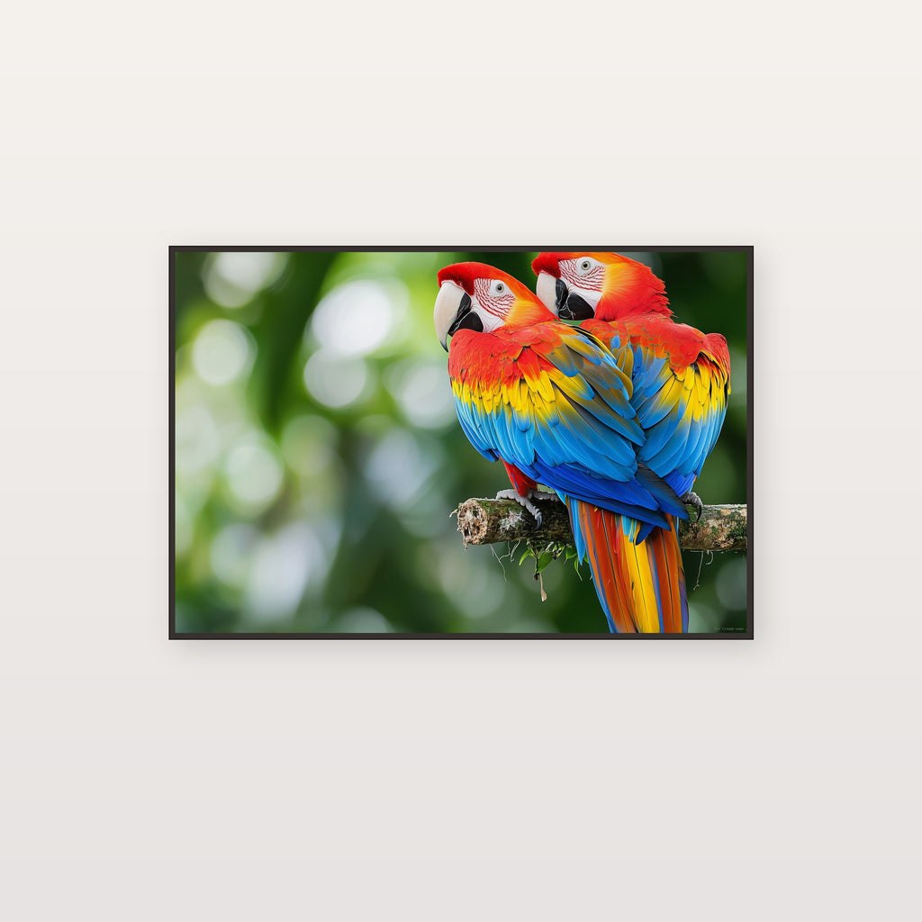 Macaw Pair Canvas Wall Art | Tropical Bird Print, Colorful Parrot, Wildlife Decor, Stretched Canvas — tropical-macaw-pair-canvas-print.jpg