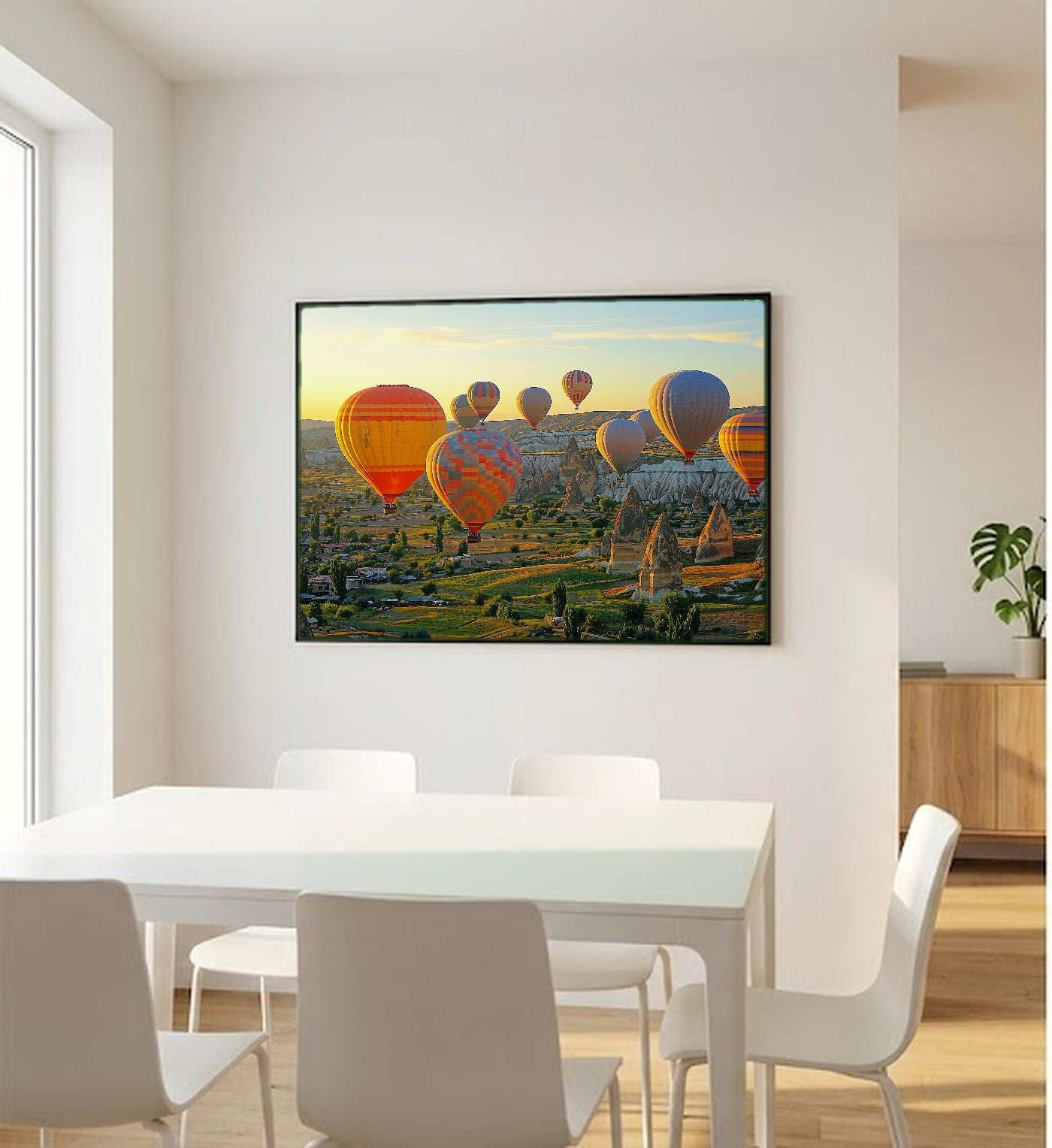 Cappadocia Canvas Wall Art | Turkey Hot Air Balloons Print, Middle East Landscape, Stretched Canvas — turkey-cappadocia-balloons-bedroom-wall-art.jpg