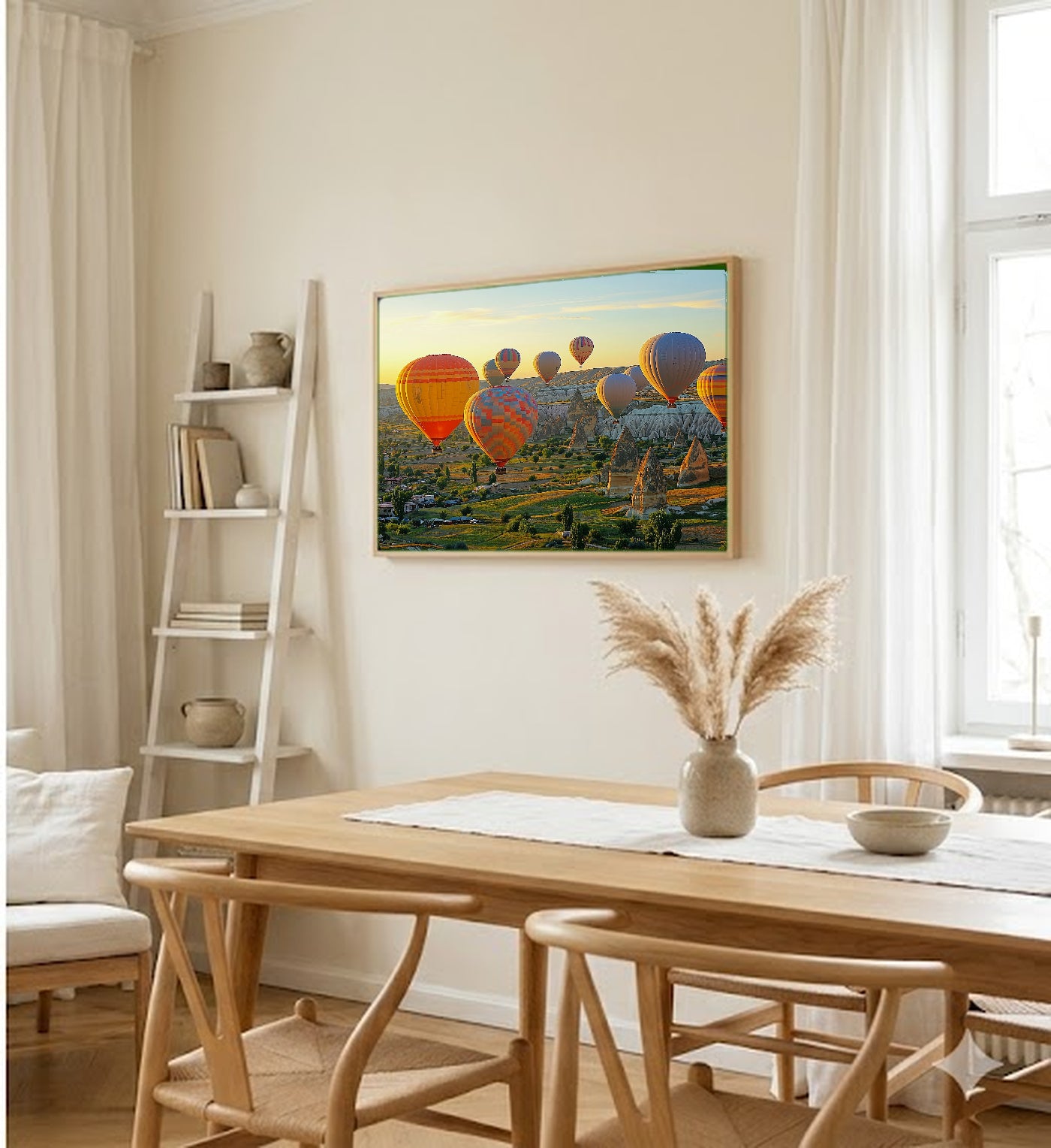 Cappadocia Canvas Wall Art | Turkey Hot Air Balloons Print, Middle East Landscape, Stretched Canvas — turkey-cappadocia-balloons-dining-room-wall-art.jpg