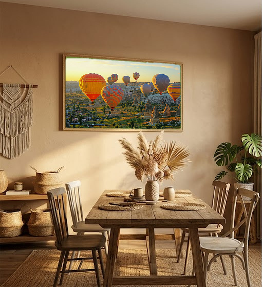 Cappadocia Canvas Wall Art | Turkey Hot Air Balloons Print, Middle East Landscape, Stretched Canvas — turkey-cappadocia-balloons-hallway-wall-art.jpg