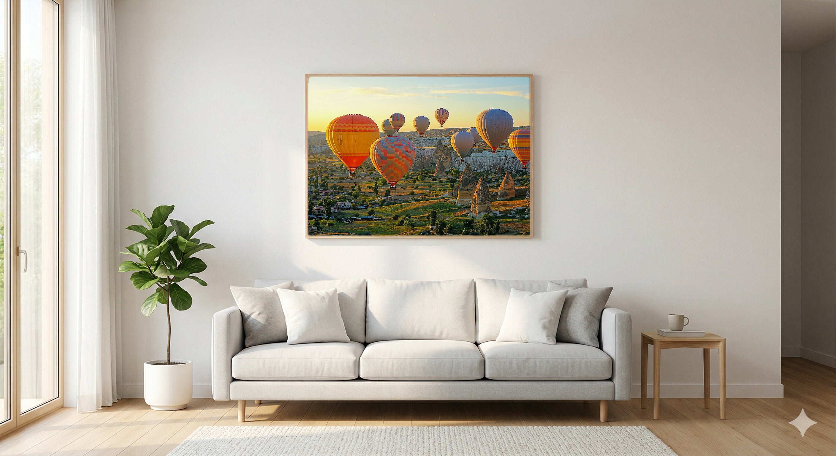 Cappadocia Canvas Wall Art | Turkey Hot Air Balloons Print, Middle East Landscape, Stretched Canvas — turkey-cappadocia-balloons-living-room-wall-art.jpg