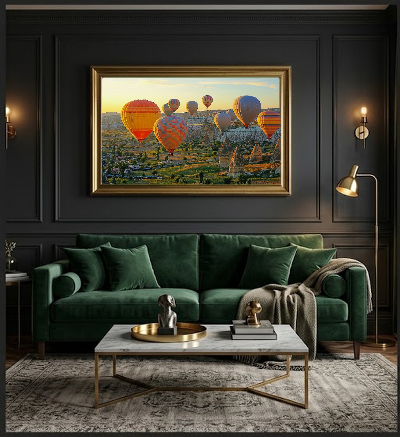 Cappadocia Canvas Wall Art | Turkey Hot Air Balloons Print, Middle East Landscape, Stretched Canvas — turkey-cappadocia-balloons-office-wall-art.jpg