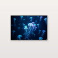 Jellyfish Canvas Wall Art - Underwater Glow Print, Ocean Life, Bioluminescent Art, Stretched Canvas — canvas print